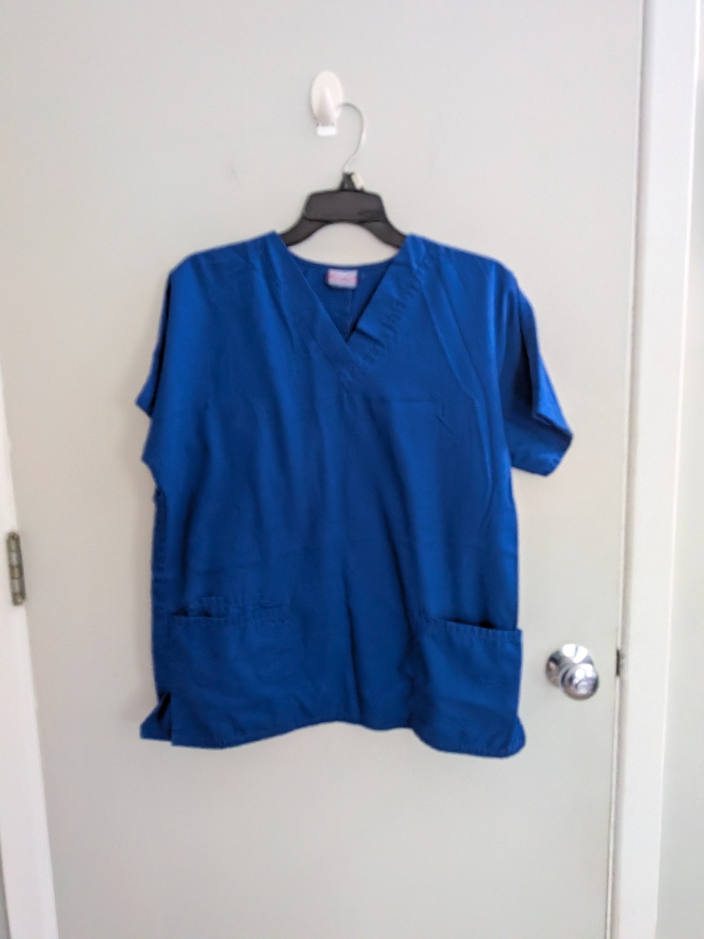 Deep Blue  Small Medical Scrub Top By Cherokee Workwear Front Pockets Pre-loved